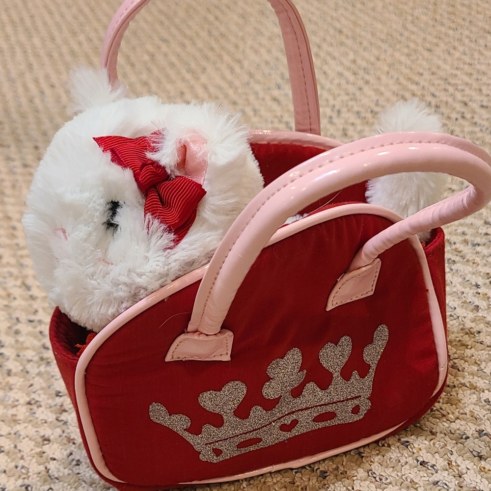 Red and White Plush Crown Purse